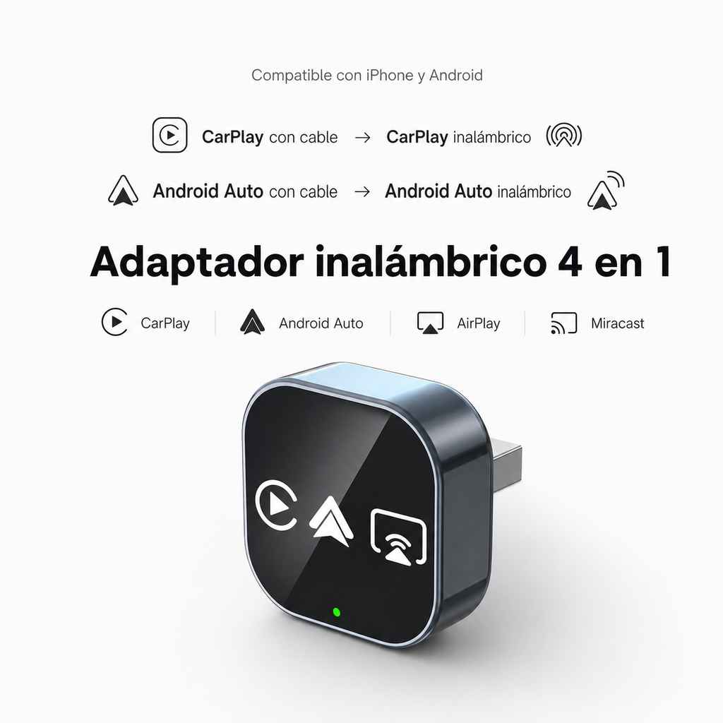 Carplay 4-in-1 Adapter 2026, Android Auto, Mirror Link