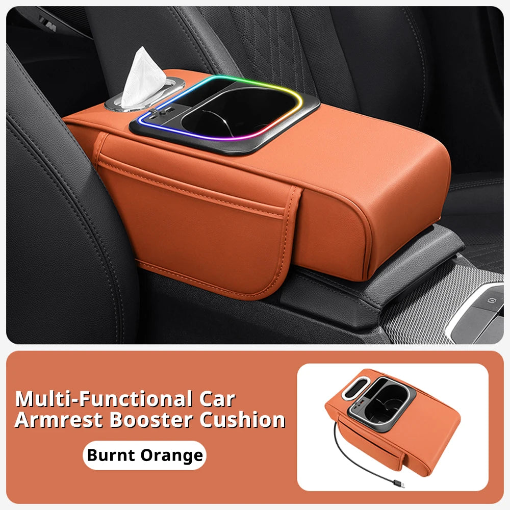 Multifunktionaler Autoarmlehnen-Organizer mit USB-Ladeanschluss und LED-Licht
