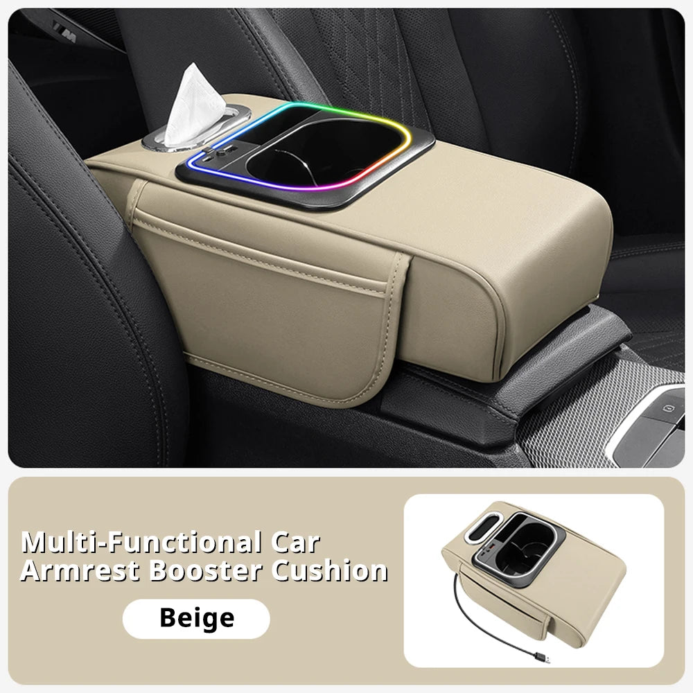 Multifunktionaler Autoarmlehnen-Organizer mit USB-Ladeanschluss und LED-Licht