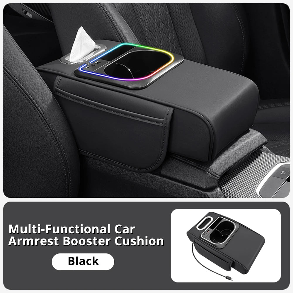 Multifunktionaler Autoarmlehnen-Organizer mit USB-Ladeanschluss und LED-Licht