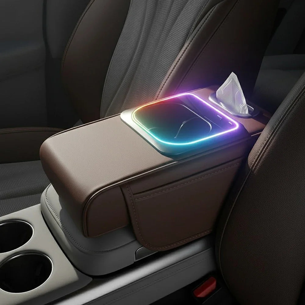 Multifunktionaler Autoarmlehnen-Organizer mit USB-Ladeanschluss und LED-Licht
