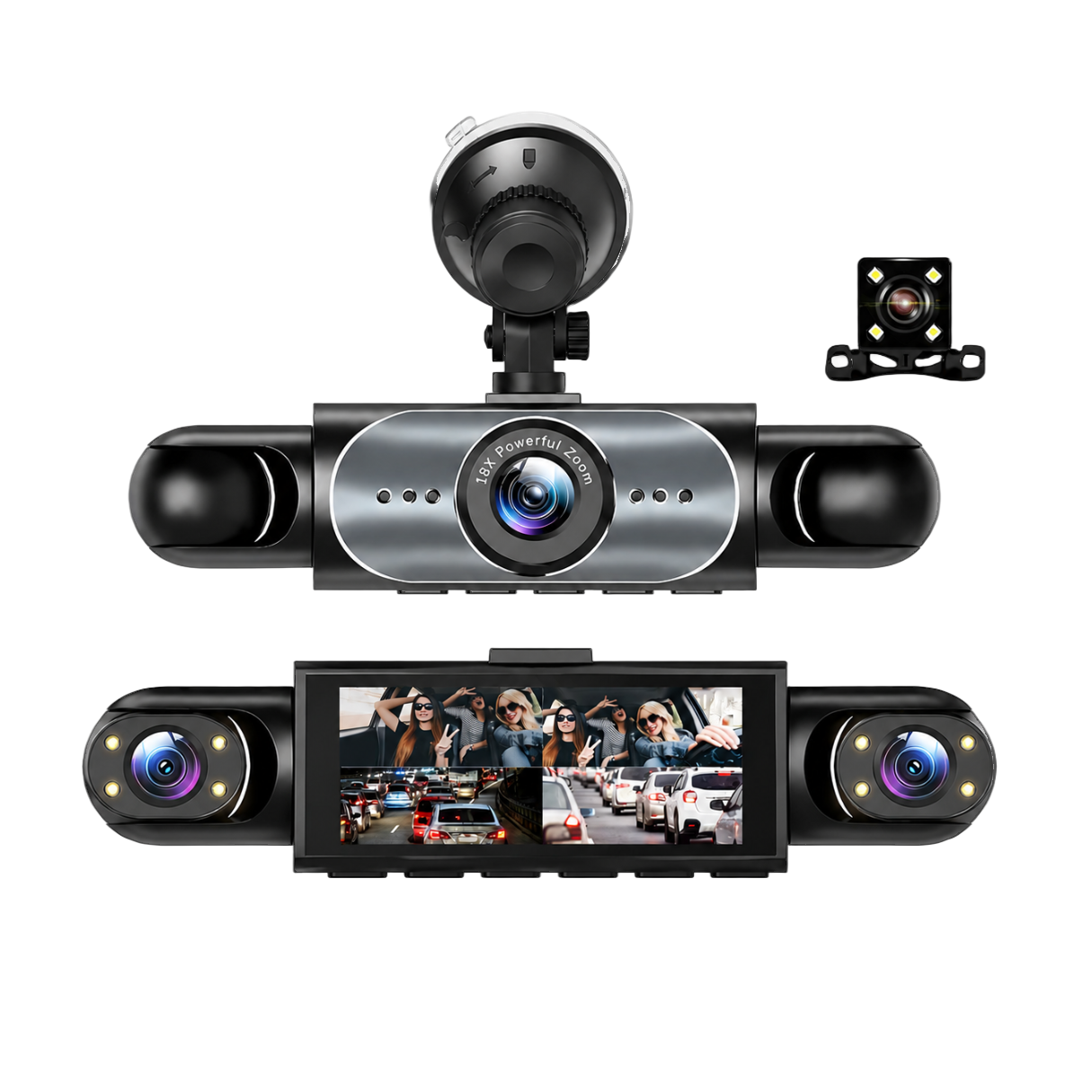 Dashcam 4 Canales 360° para Auto