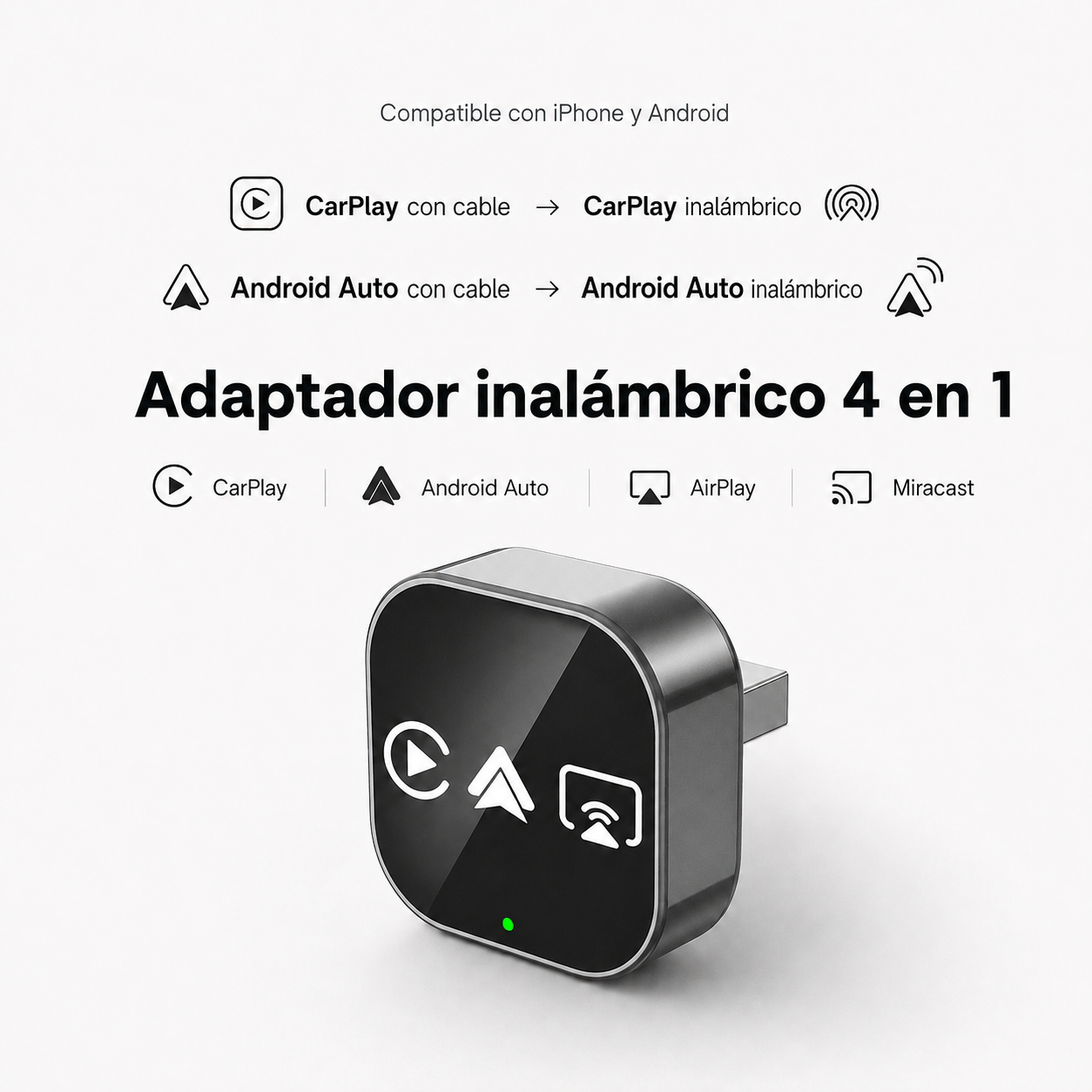 Carplay 4-in-1 Adapter 2026, Android Auto, Mirror Link