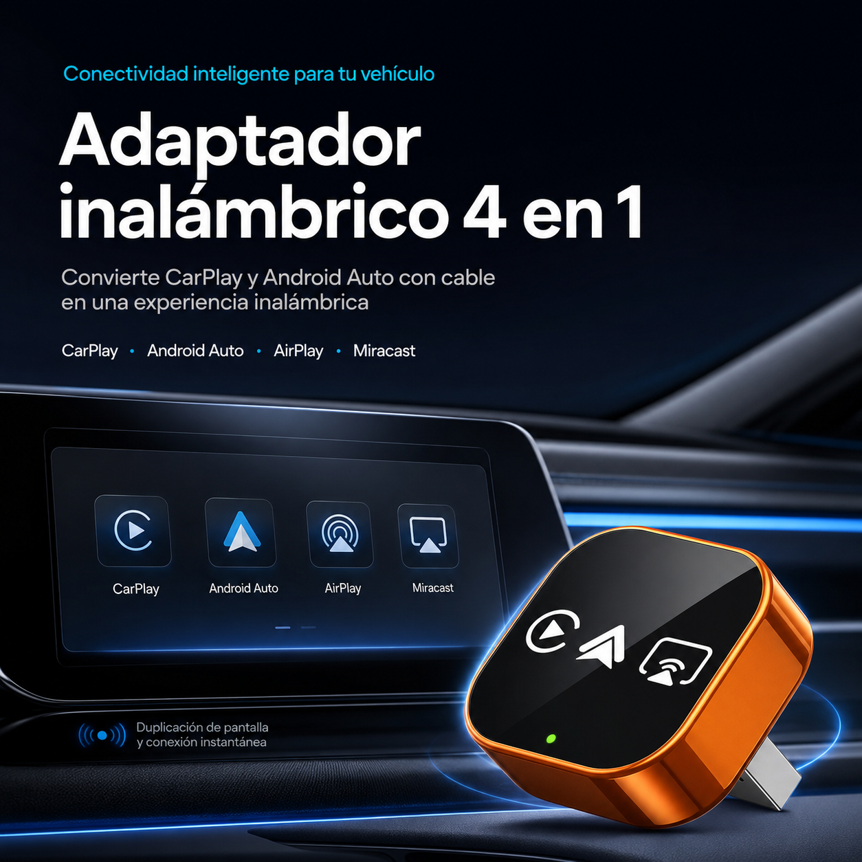 Carplay 4-in-1 Adapter 2026, Android Auto, Mirror Link